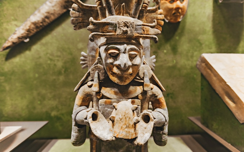 Ancient Aztec statue at the National Museum of Anthropology, Mexico City.