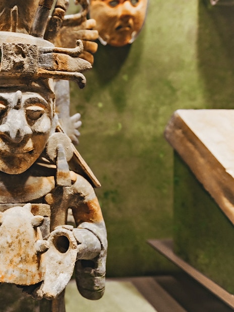 Ancient Aztec statue at the National Museum of Anthropology, Mexico City.