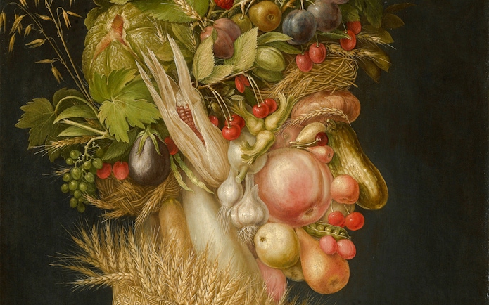 Kunsthistorisches Museum, Giuseppe Arcimboldo's "Summer" portrait made of fruits and vegetables.