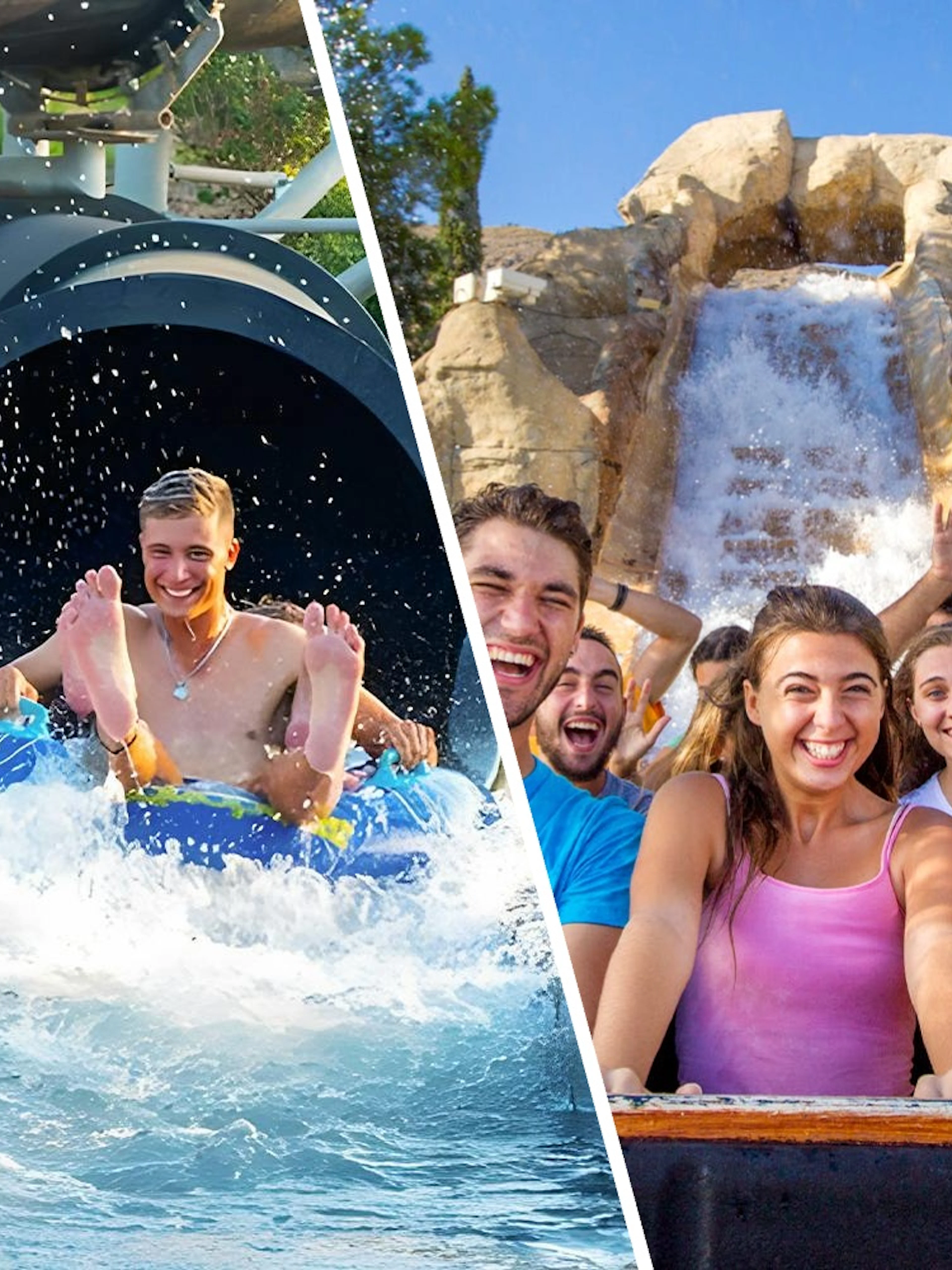 Riders enjoying the Black Hole slide at Aquopolis Torrevieja water park.