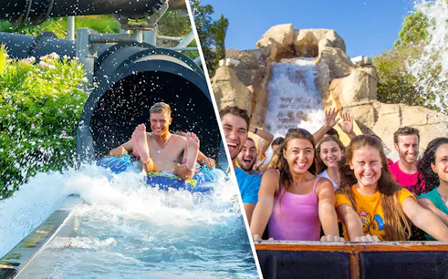 Riders enjoying the Black Hole slide at Aquopolis Torrevieja water park.
