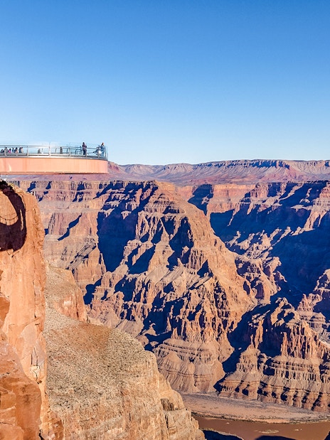 Skywalk glass bridge over Grand Canyon West Rim, Arizona, USA.