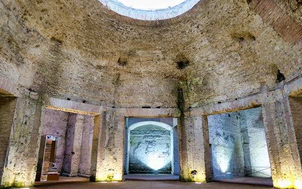 Domus Aurea interior with ancient Roman architecture, Rome virtual reality tour.