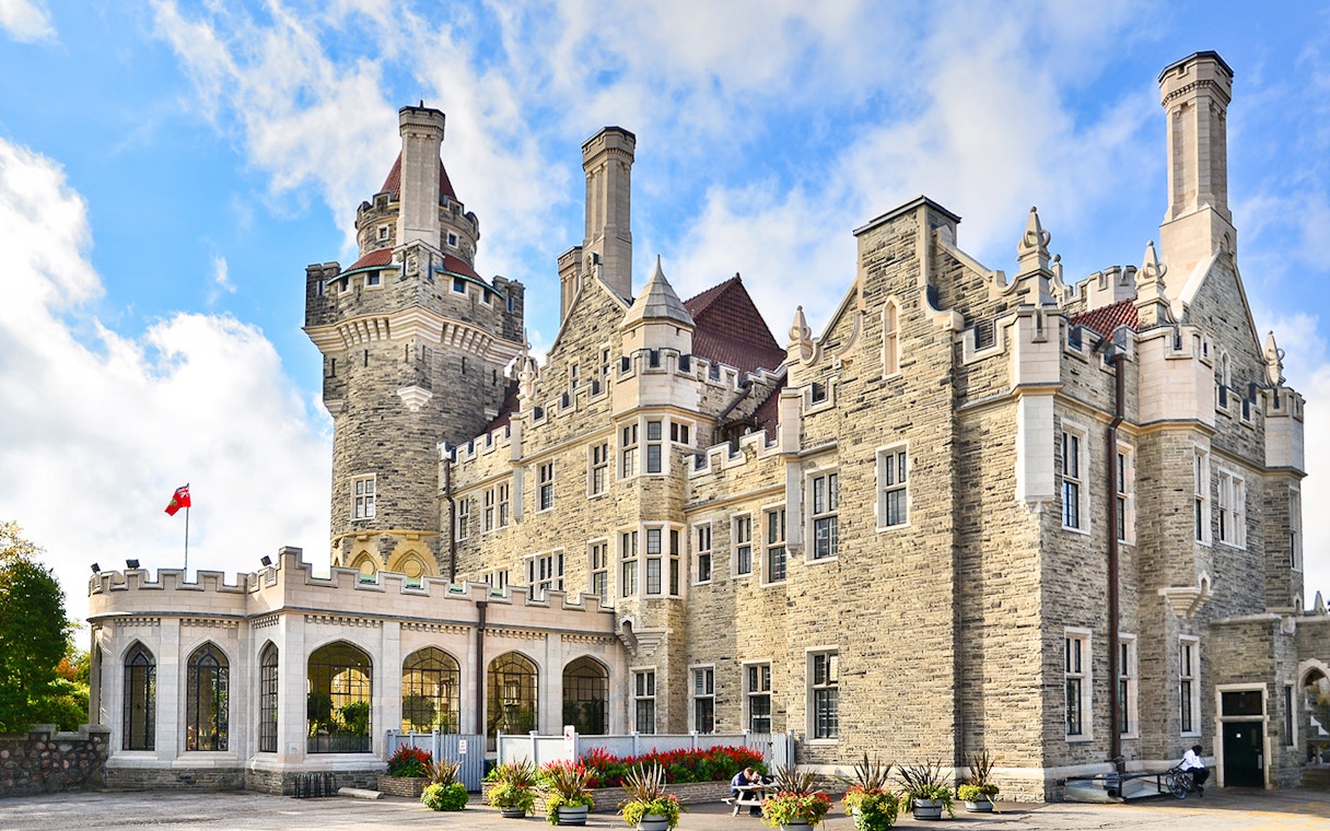 Casa Loma castle exterior with towers in Toronto, Canada.