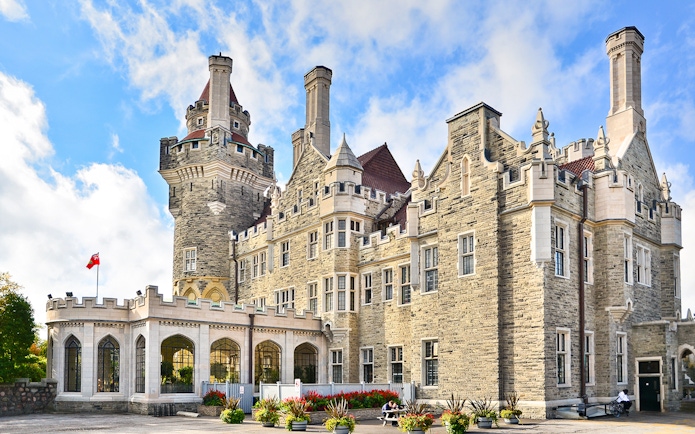 Casa Loma castle exterior with towers in Toronto, Canada.