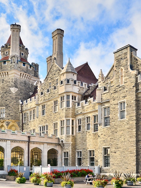 Casa Loma castle exterior with towers in Toronto, Canada.
