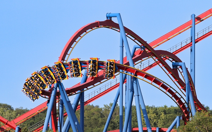 Roller coaster loop at Six Flags Great America, SUPERMAN™ Ultimate Flight ride.