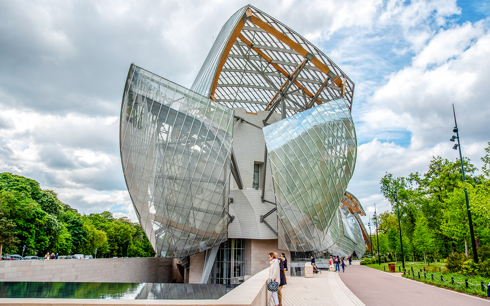 Louis Vuitton Foundation building with glass sails in Paris.