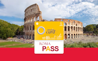 Omnia Card and Roma Pass in front of the Colosseum, Rome.