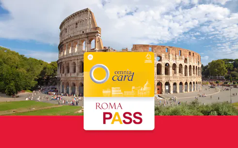 Omnia Card and Roma Pass in front of the Colosseum, Rome.