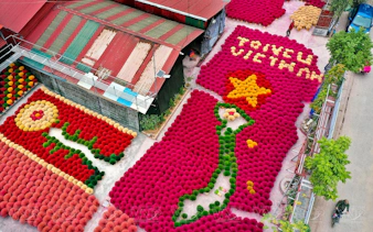 Colorful incense sticks arranged in patterns at a local village near Hanoi, Vietnam.