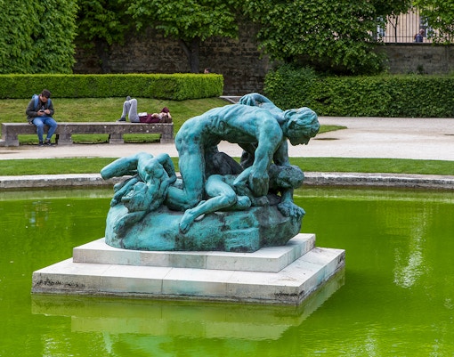 Rodin Museum sculpture in garden setting, Paris, on private guided tour.