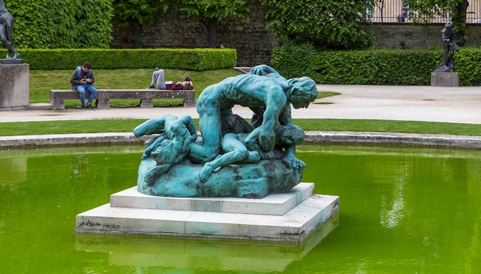 Rodin Museum sculpture in garden setting, Paris, on private guided tour.