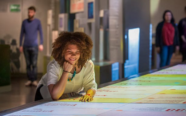 Guests exploring interactive displays inside the Churchill War Rooms.