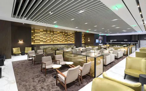 Goldair Handling Lounge seating area at Athens International Airport Hall B.