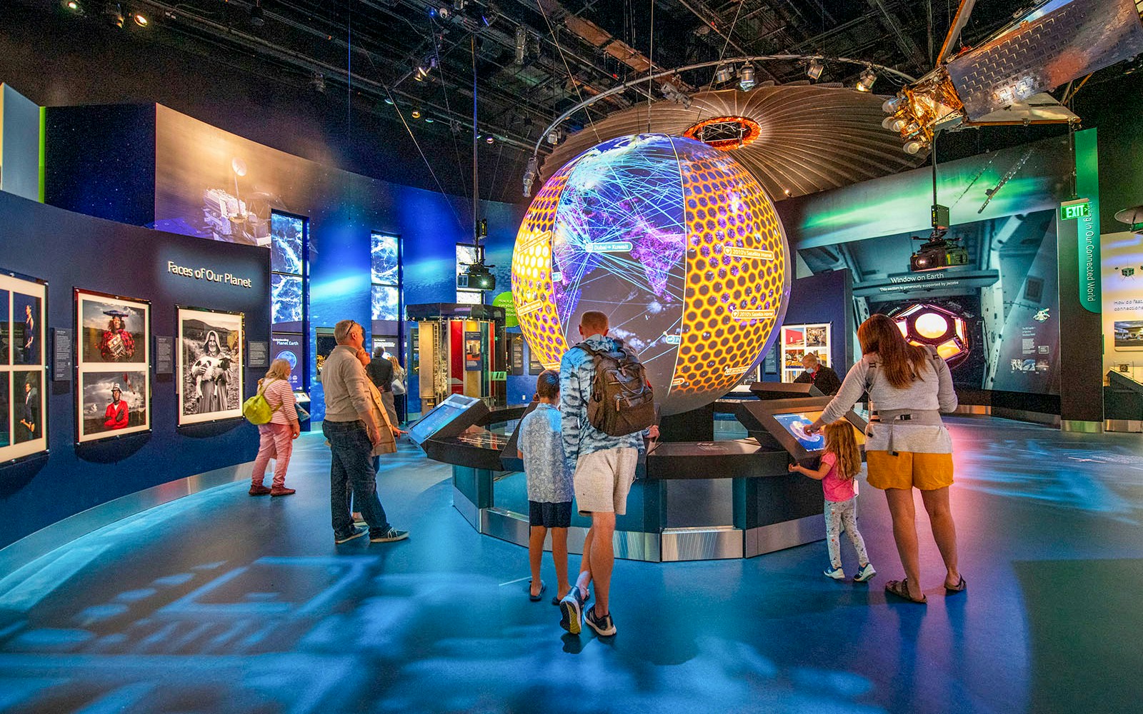 Visitors exploring exhibits at the Smithsonian's National Air and Space Museum, Washington DC.