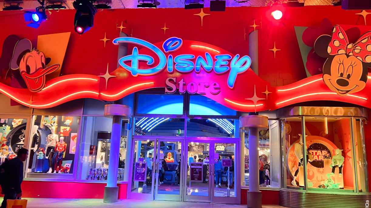 Disneyland Paris souvenir shop with colorful merchandise displays