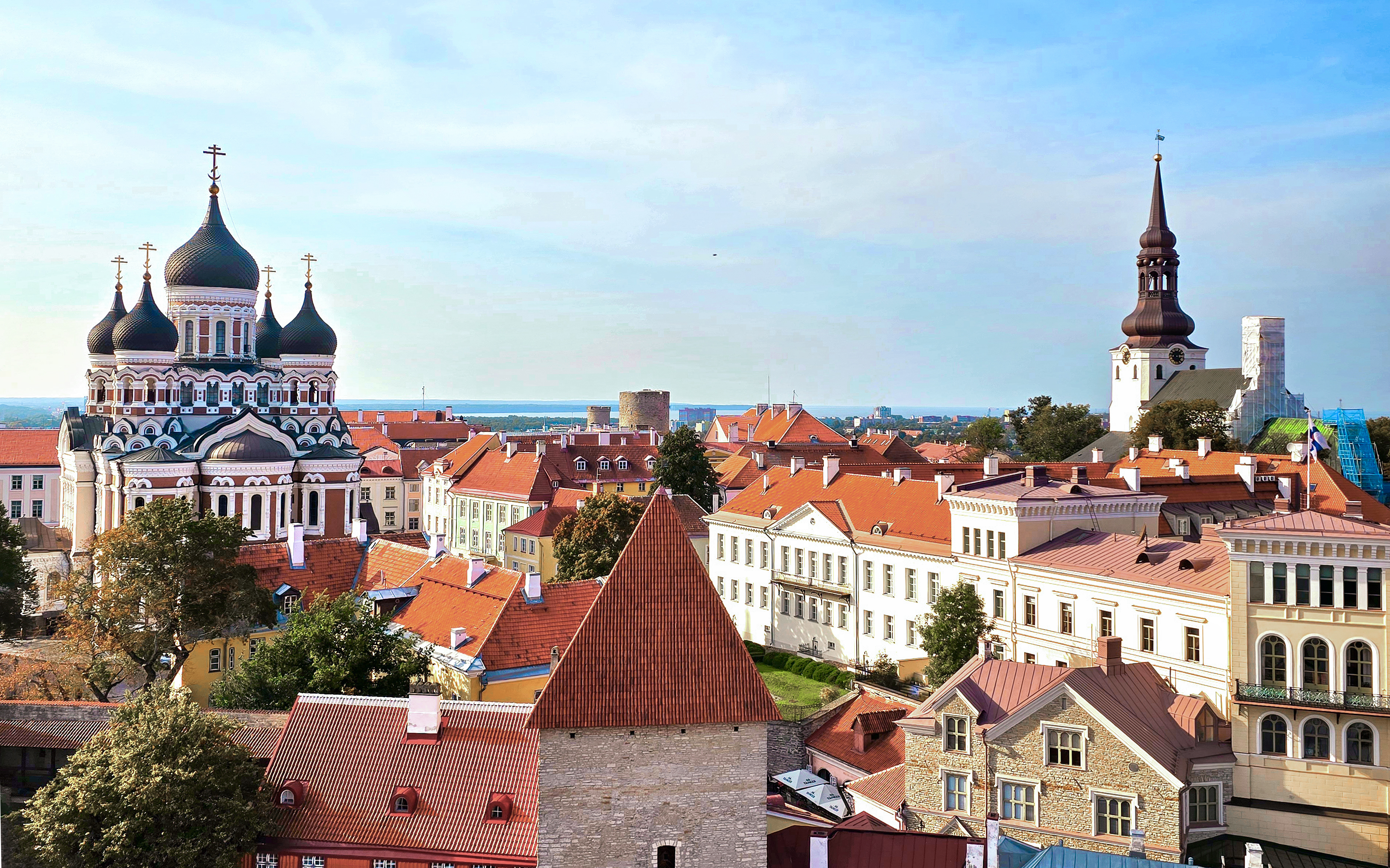 Tallinn skyline with Alexander Nevsky Cathedral and medieval architecture.