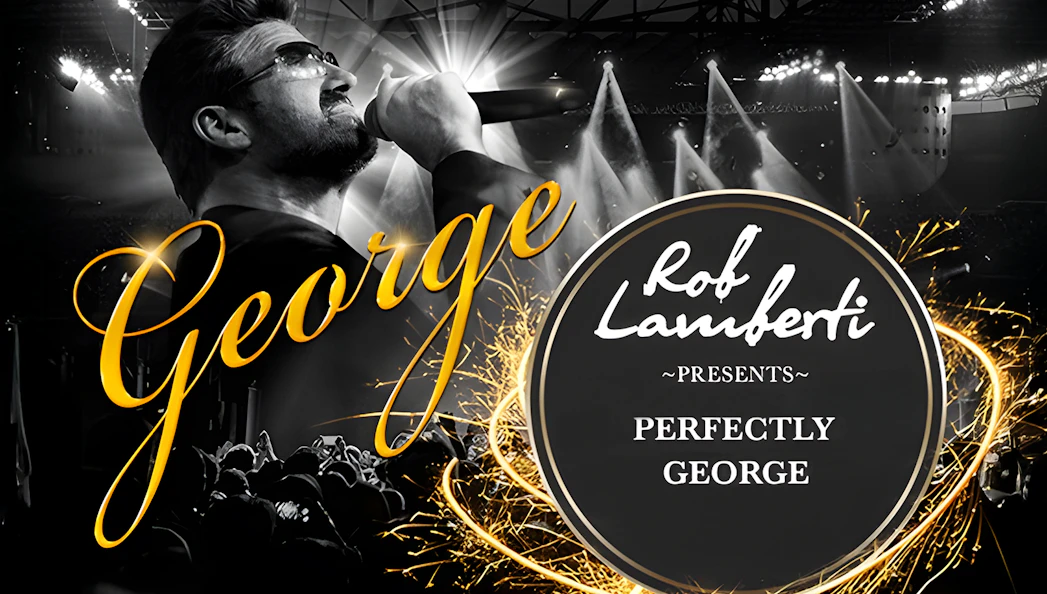 Rob Lamberti performing in "Perfectly George" concert setting.