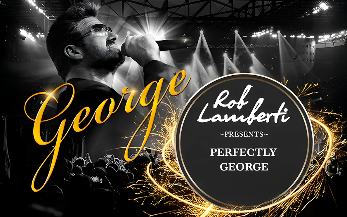 Rob Lamberti performing in "Perfectly George" concert setting.