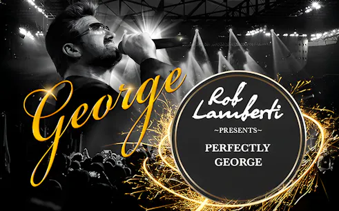 Rob Lamberti performing in "Perfectly George" concert setting.