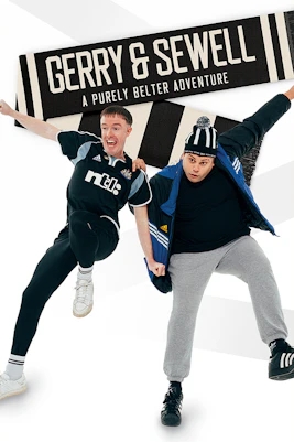 Gerry & Sewell jumping with excitement, promoting a Purely Belter adventure.