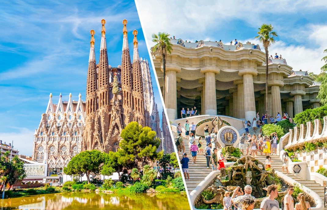 Sagrada Familia and Park Güell combo tour showcasing iconic Barcelona architecture.