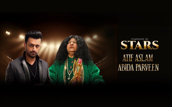 Atif Aslam and Abida Parveen performing at Symphony of Stars, Etihad Arena.