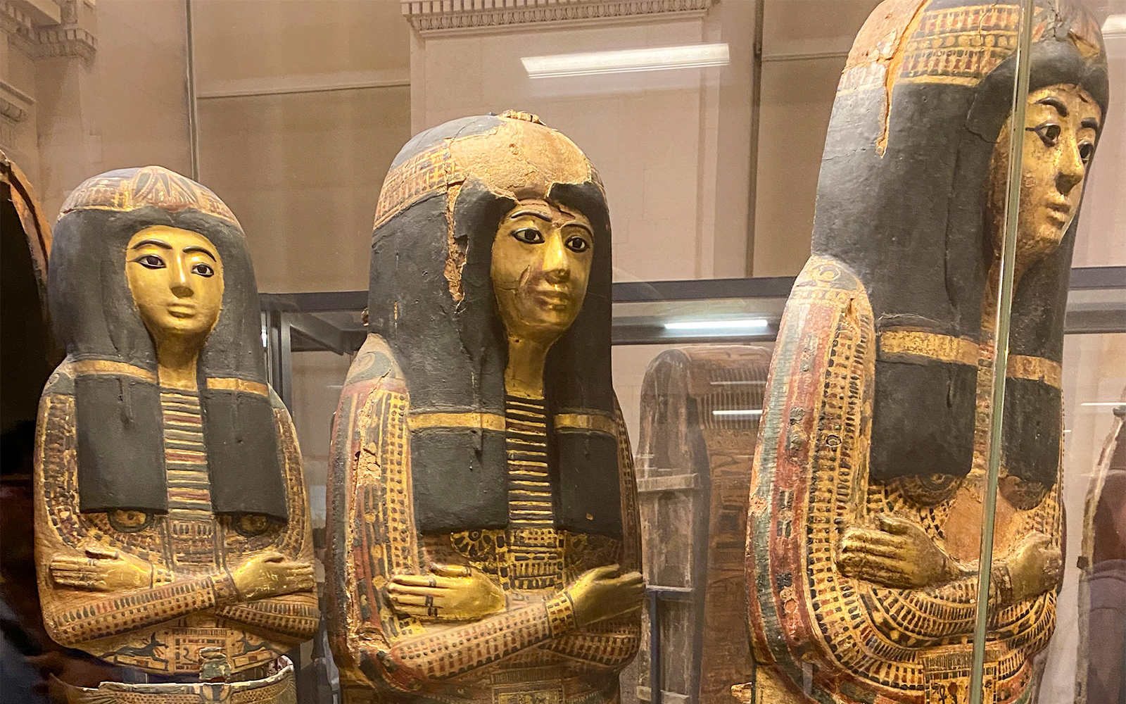Egyptian artifact displayed at the Louvre Museum in Paris.