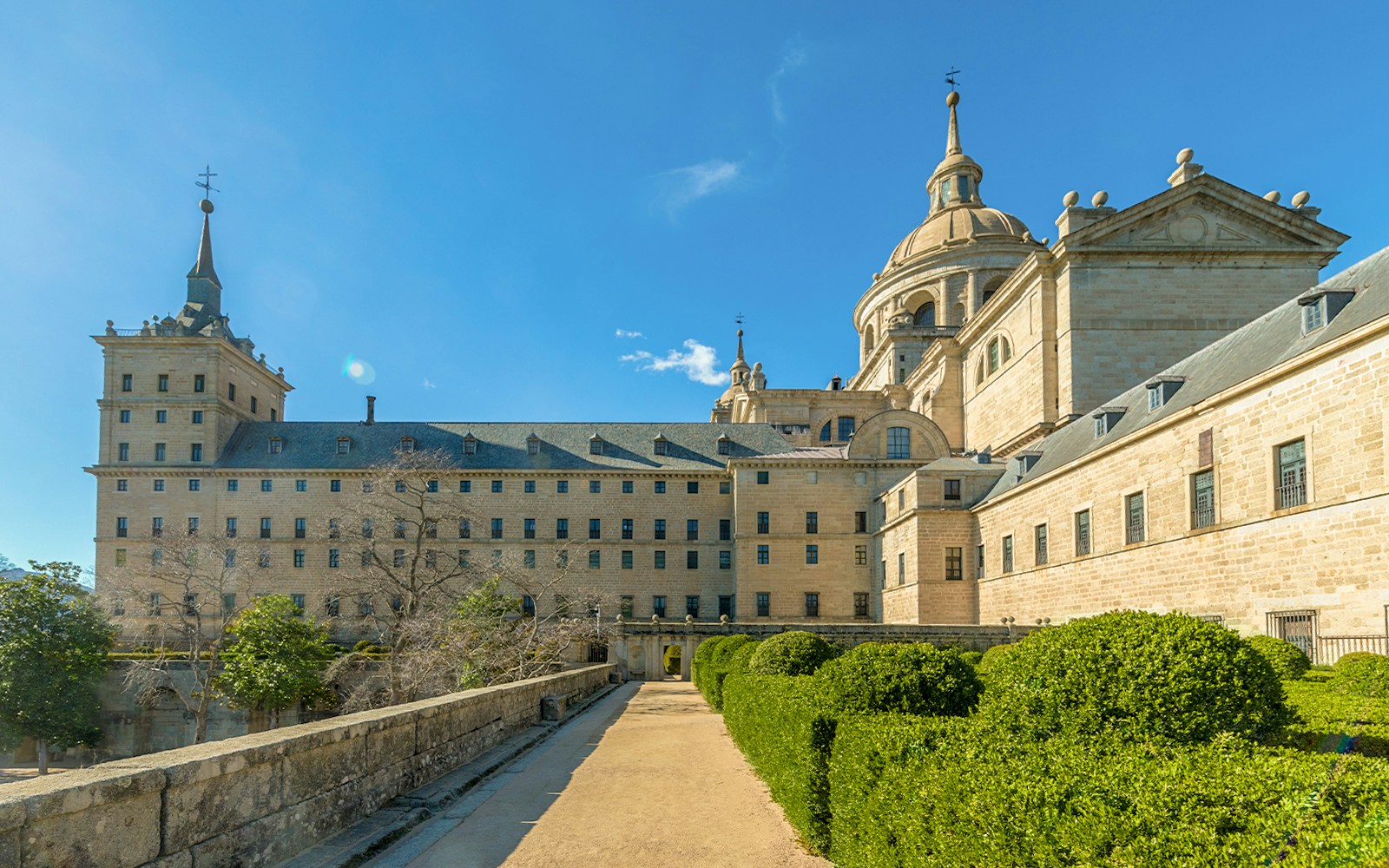 Royal Site of San Lorenzo de El Escorial, historic monastery and palace in Madrid, Spain.
