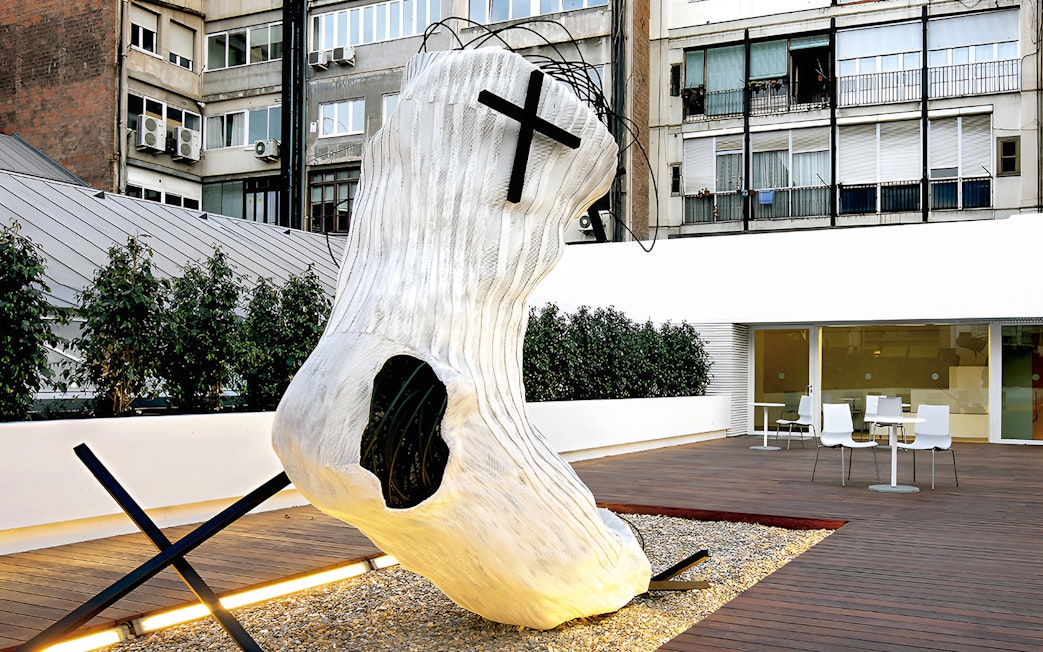 Sculpture on the terrace of Fundació Antoni Tàpies, Barcelona.