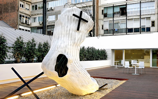 Sculpture on the terrace of Fundació Antoni Tàpies, Barcelona.