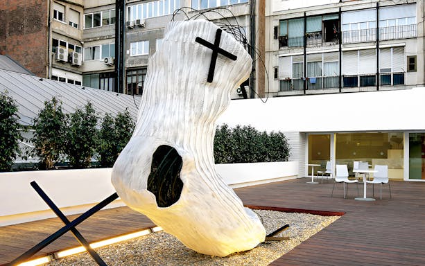 Sculpture on the terrace of Fundació Antoni Tàpies, Barcelona.