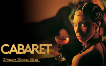 Cabaret Westend show poster with performer holding a cocktail.