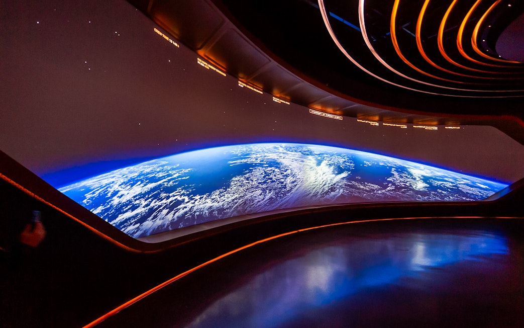 Interactive Earth display at Museum of The Future, Dubai, highlighting innovative design.