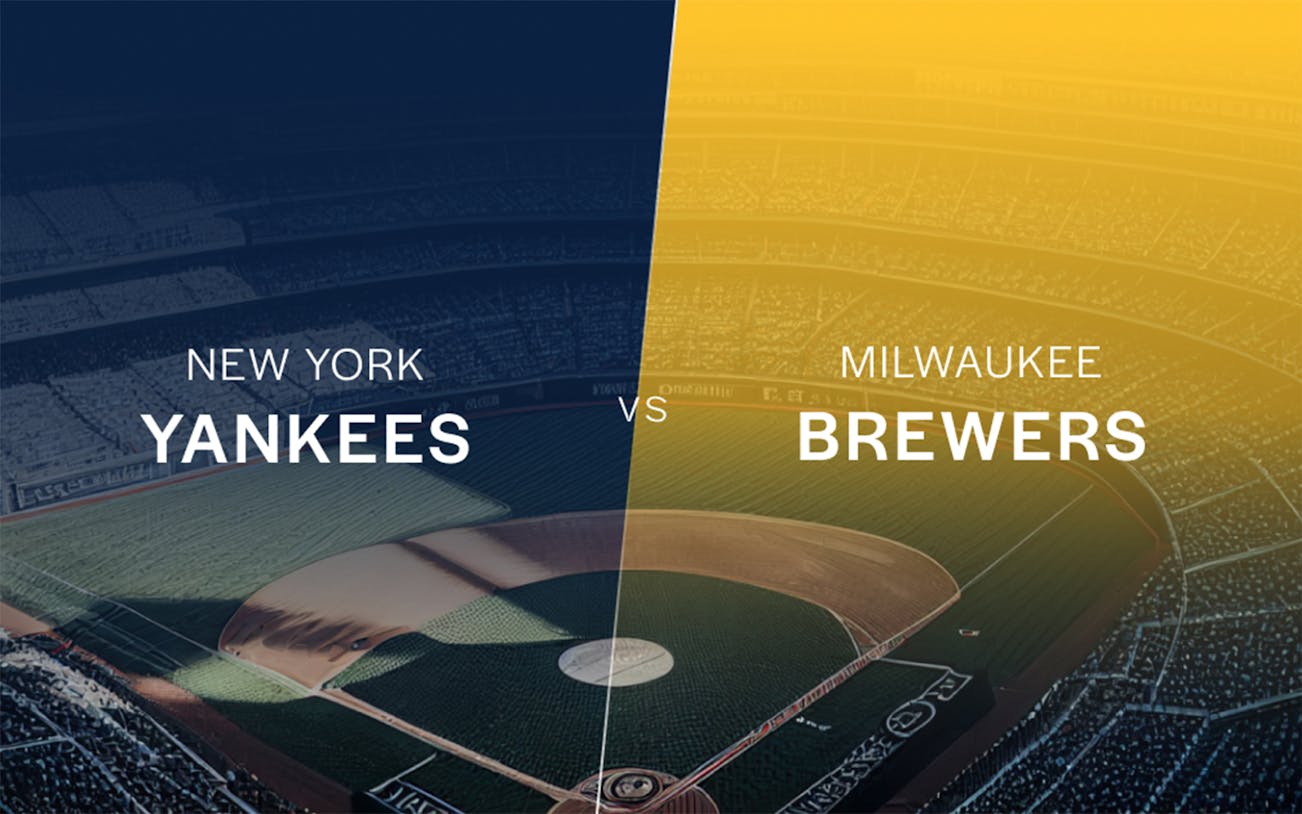 New York Yankees vs Milwaukee Brewers game at a baseball stadium.