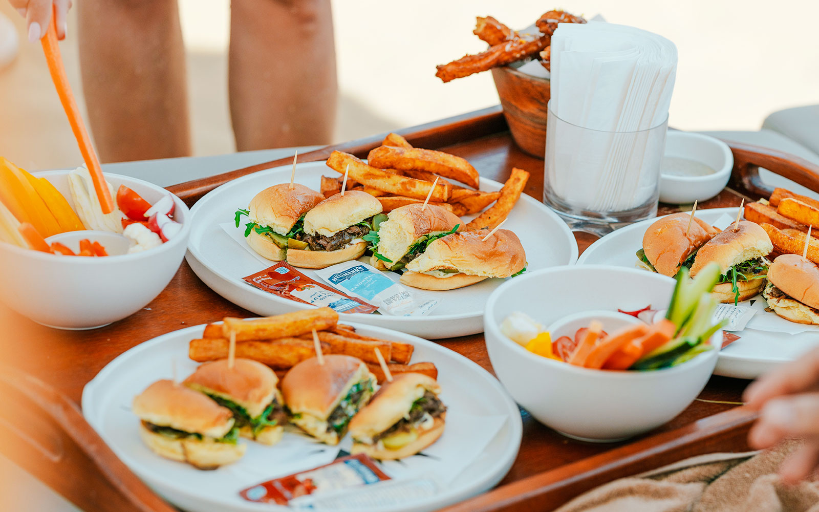 Sliders and fries served on a tray at Terra Solis.