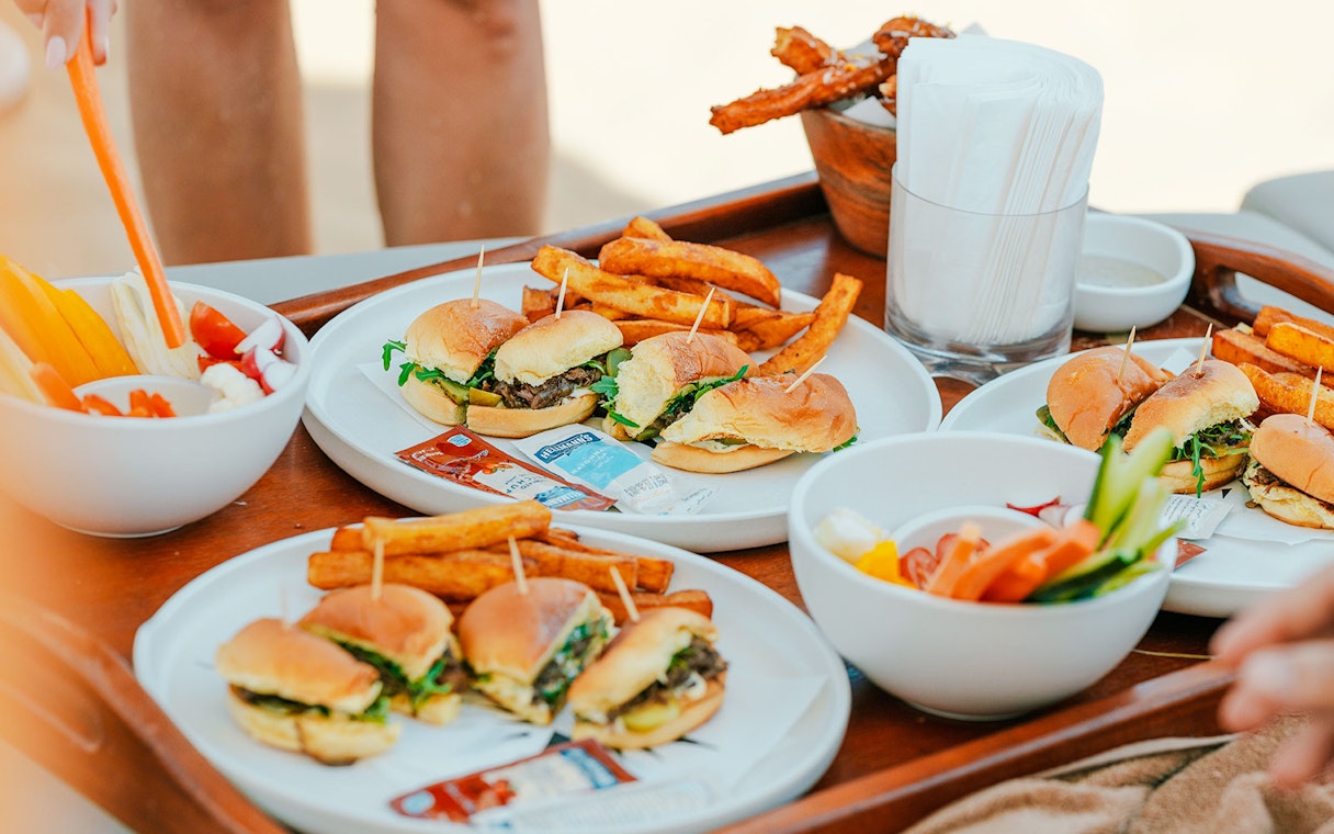 Sliders and fries served on a tray at Terra Solis.