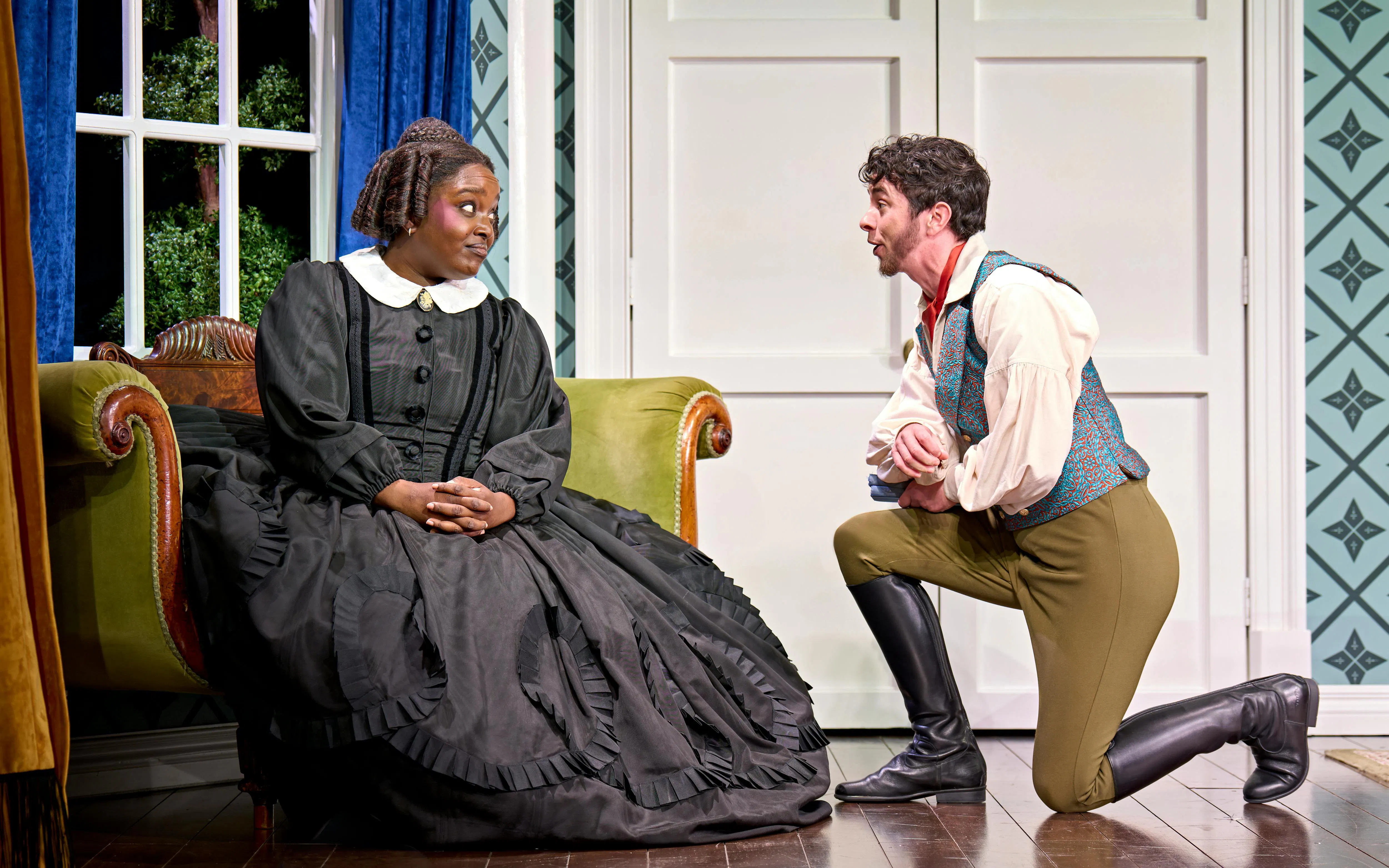 Two actors performing a scene in "Oh Mary" at a West End theater.