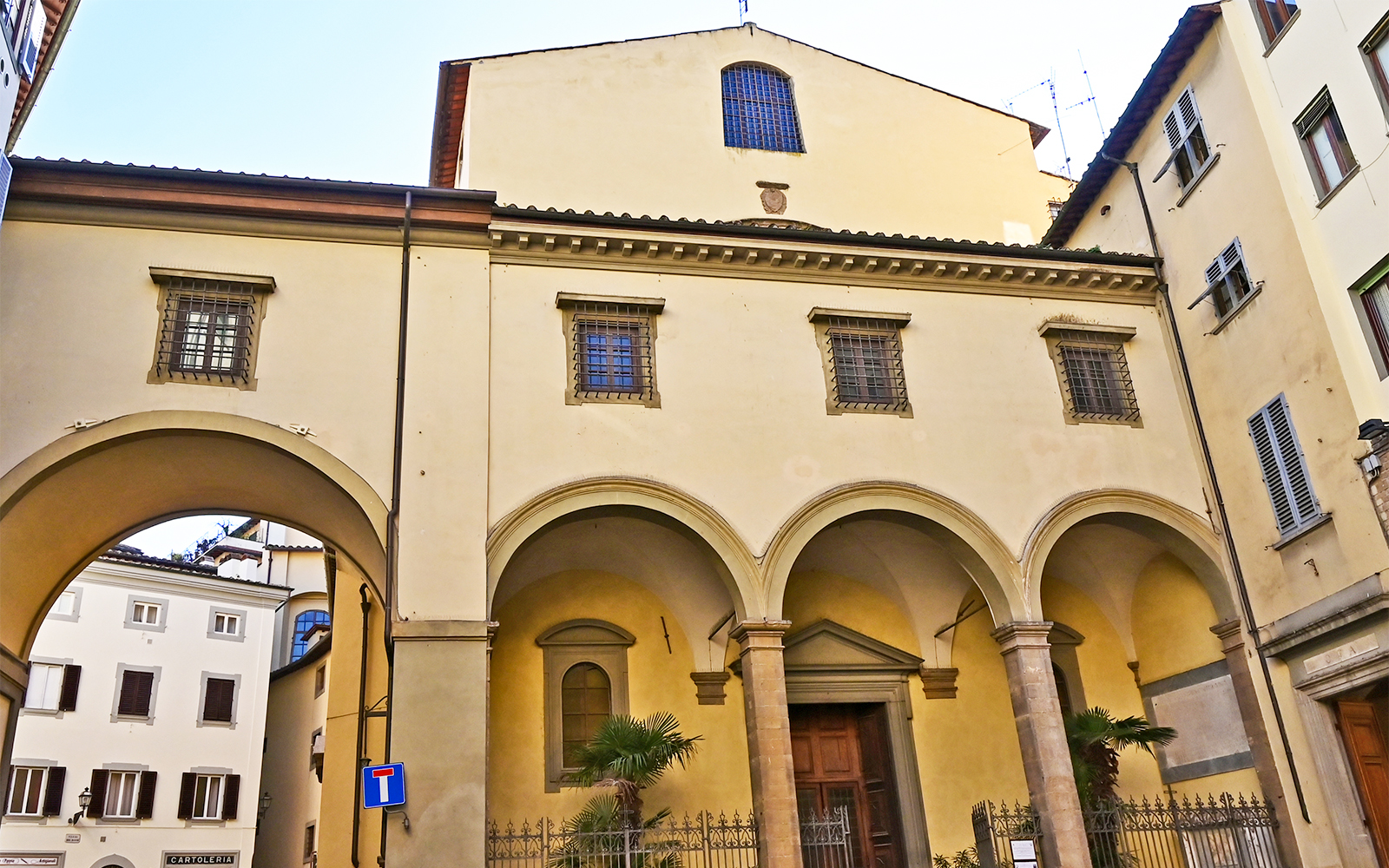 Church of Santa Felicita exterior view in Florence, Italy, showcasing its historic architecture.