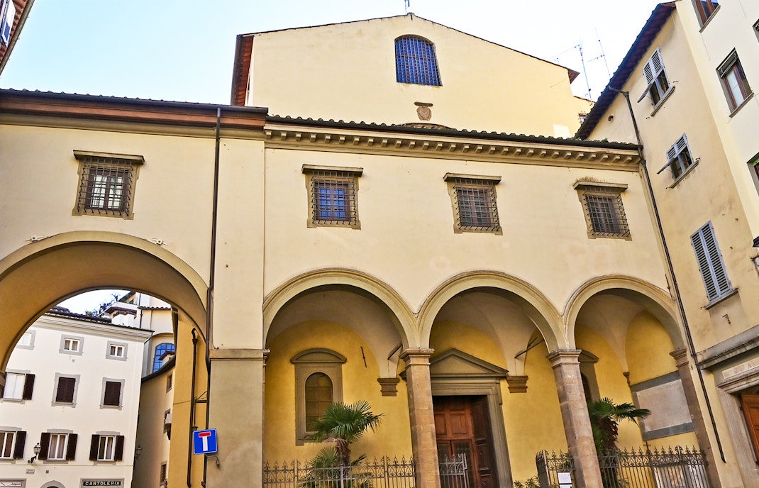 Church of Santa Felicita exterior view in Florence, Italy, showcasing its historic architecture.