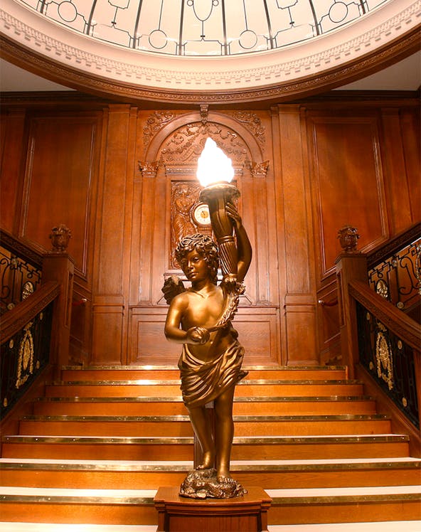 Grand staircase replica at Titanic: The Artifact Exhibition, Orlando.