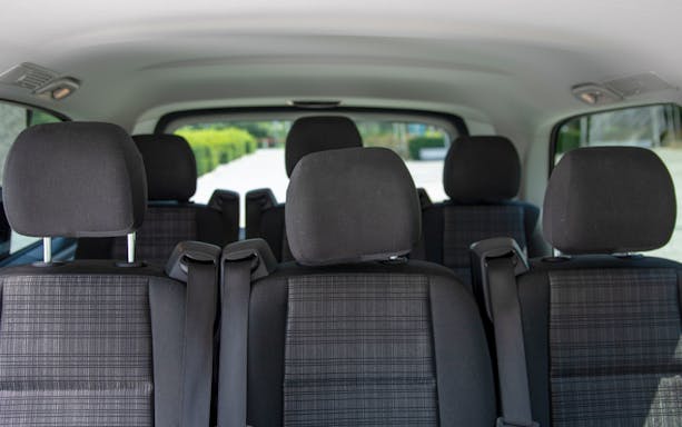 Interior of a passenger van for Krakow Balice airport to Zakopane transfer.