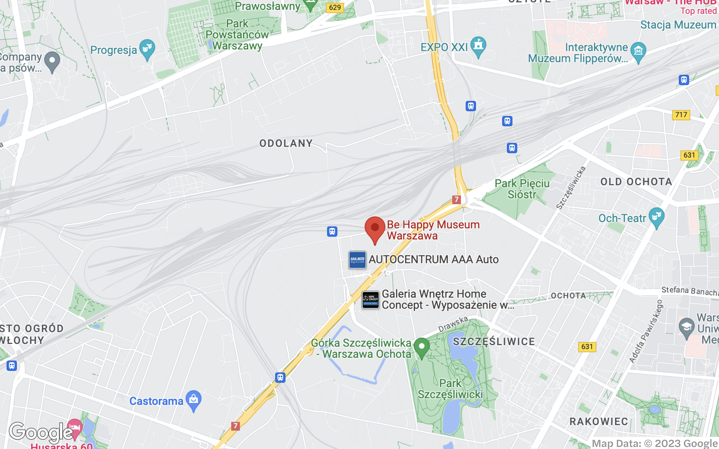 Map of Be Happy Museum in Warsaw