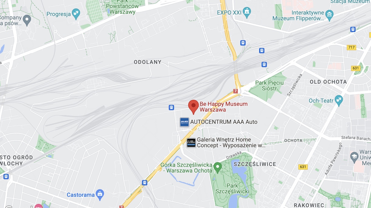 Map of Be Happy Museum in Warsaw