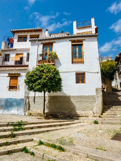 Albaicin quarter with traditional Moorish architecture, Granada, Spain.