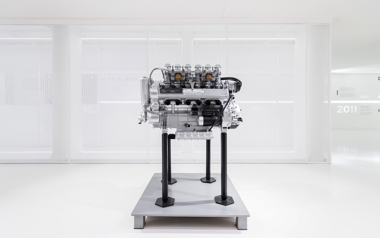 Lamborghini engine display at Ferruccio Lamborghini Museum, Bologna, Italy.