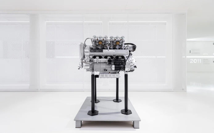 Lamborghini engine display at Ferruccio Lamborghini Museum, Bologna, Italy.