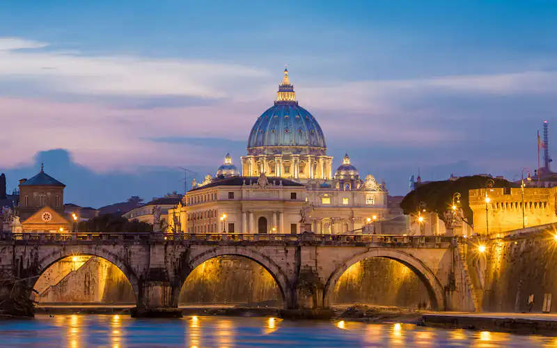 St. Peter's Basilica at night