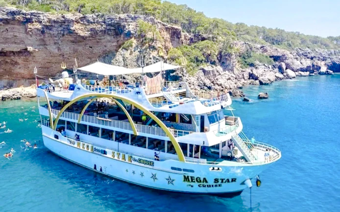 Antalya Mega Yacht Cruise to Kemer Coast with Lunch and Hotel Transfers